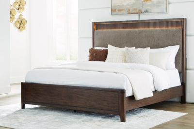 Cama Queen con paneles tapizados Korestone