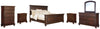 Cama Porter Queen con paneles, tocador, espejo, cómoda y dos mesitas de noche
