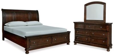 Porter King Sleigh Storage Bed, Dresser and Mirror