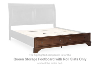 Pie de cama Queen con almacenamiento y listones enrollables Trellington