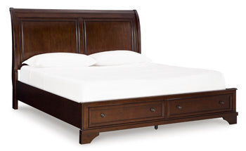 Pie de cama con almacenamiento Trellington King y listones enrollables