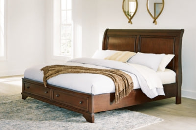 Cama Queen tipo trineo con espacio de almacenamiento Trellington