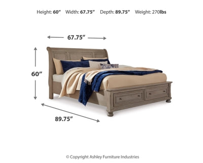 Cama tipo trineo Lettner Queen con 2 cajones de almacenamiento
