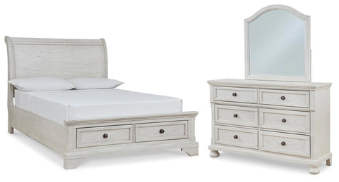 Robbinsdale Full Sleigh Storage Bed, Dresser and Mirror