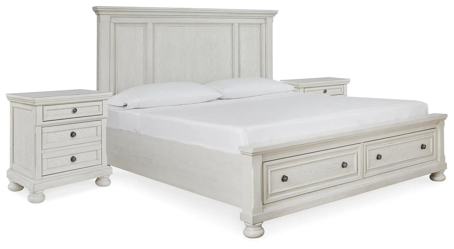 Cama King con almacenaje y dos mesitas de noche Robbinsdale