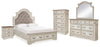 Realyn Queen Upholstered Bed, Dresser, Mirror, Chest and Nightstand
