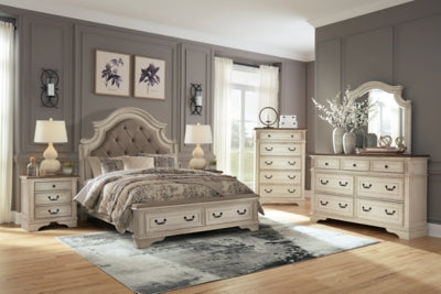 Cama Queen tapizada con almacenaje Realyn