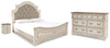 Realyn King Upholstered Panel Bed, Dresser and Nightstand