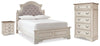 Realyn Full Upholstered Panel Bed, Chest and Nightstand
