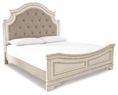 Cama tapizada Realyn King con paneles