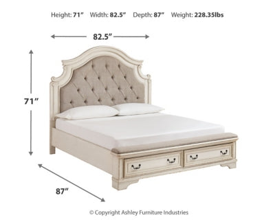 Cama tapizada con almacenaje Realyn King