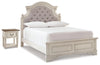 Realyn Full Upholstered Panel Bed and Nightstand