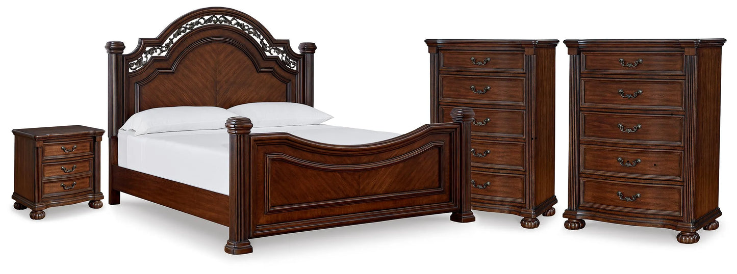 Cama con dosel Lavinton King, dos cómodas y mesita de noche