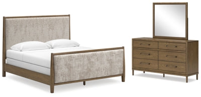 Cama King tapizada, tocador y espejo Roanhowe