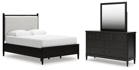 Portdown Queen Upholstered Storage Bed, Dresser and Mirror