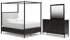 Portdown Queen Upholstered Poster Bed, Dresser and Mirror