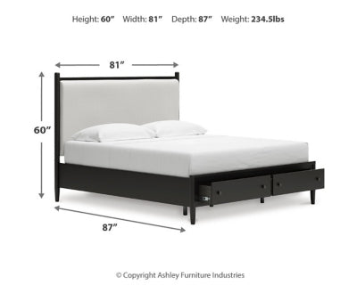 Cama California King con almacenamiento y paneles tapizados Portdown