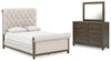 Hillcott Queen Upholstered Bed, Dresser and Mirror