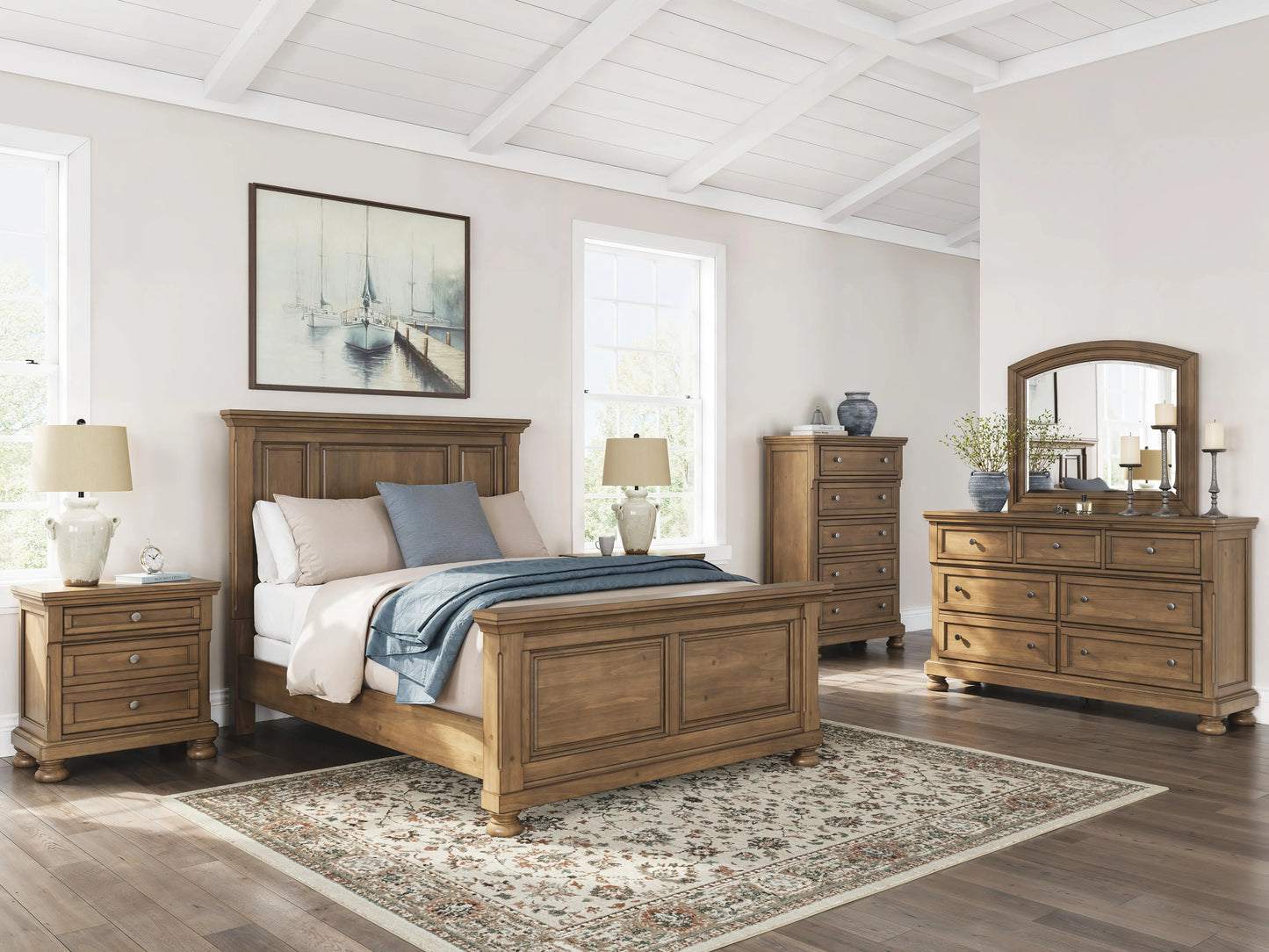 Vandenmore Queen Panel Bed, Dresser, Mirror, Chest and 2 Nightstands