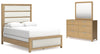 Rencott Queen Upholstered Bed, Dresser and Mirror