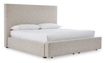 Cabecera tapizada Kristiland King/California King/pie de cama con almacenamiento/listones enrollables