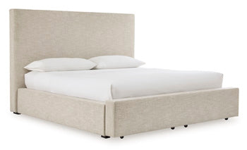 Cabecera tapizada Queen Kristiland/pie de cama con almacenamiento/listones enrollables