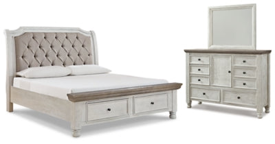 Havalance Queen Sleigh Bed with Storage, Dresser and Mirror