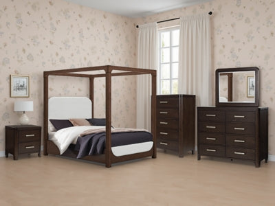 Cama con dosel tapizada Queen de Breckington