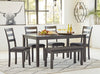 Mesa de comedor y sillas Bridson con banco (juego de 6)