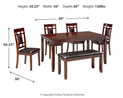 Mesa de comedor y sillas Bennox con banco (juego de 6)