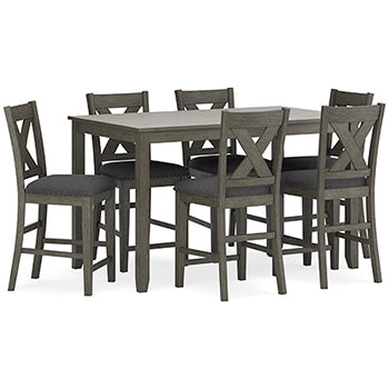 Mesa de comedor y taburetes de bar Caitbrook (juego de 7)