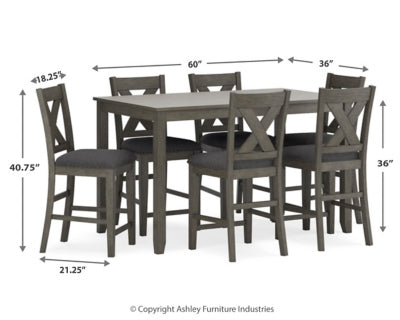 Mesa de comedor y taburetes de bar Caitbrook (juego de 7)