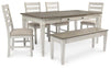 Mesa de comedor Skempton, 4 sillas y banco