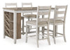Mesa de comedor Skempton de altura de mostrador y 4 taburetes