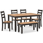 Gesthaven Dining Table with 4 Chairs and Bench (Set of 6)