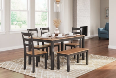 Mesa de comedor Gesthaven con 4 sillas y banco (juego de 6)