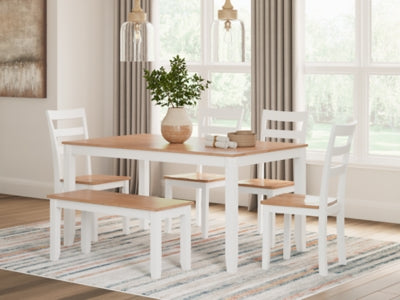 Mesa de comedor Gesthaven con 4 sillas y banco (juego de 6)