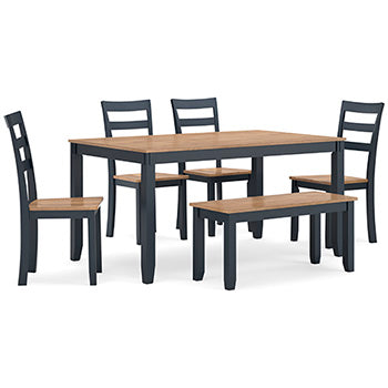 Mesa de comedor Gesthaven con 4 sillas y banco (juego de 6)