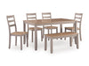 Gesthaven Dining Table and 4 Chairs and Bench (Set of 6)