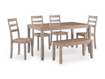 Gesthaven Dining Table and 4 Chairs and Bench (Set of 6)