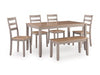 Gesthaven Dining Table and 4 Chairs and Bench (Set of 6)