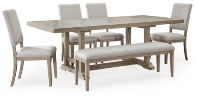 Vallardia Dining Table, 4 Chairs and Bench