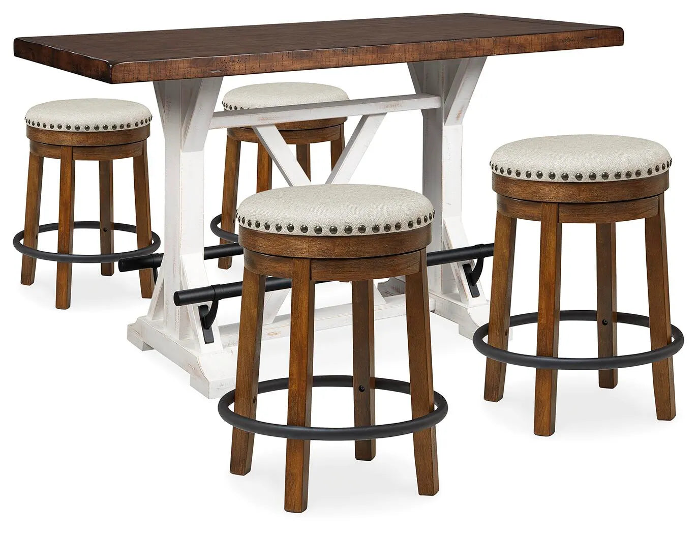 Mesa de altura de mostrador Valebeck y 4 taburetes