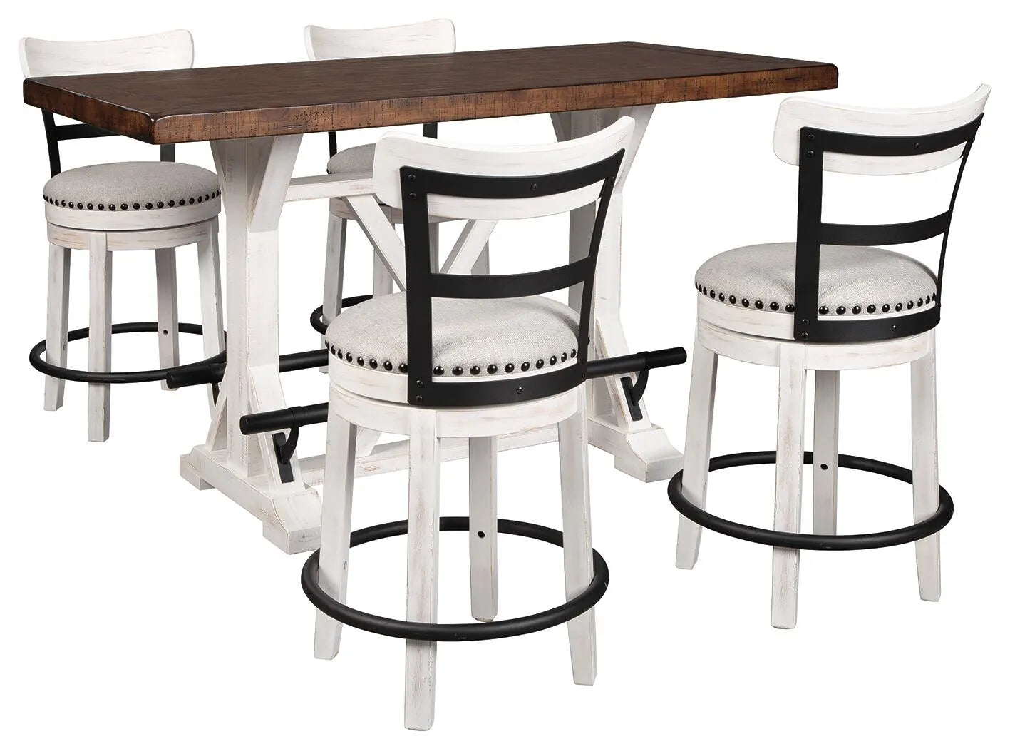 Mesa de comedor de altura de mostrador Valebeck y 4 taburetes