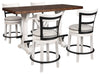 Mesa de comedor de altura de mostrador Valebeck y 4 taburetes