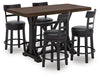 Valebeck Counter Height Dining Table and 4 Barstools
