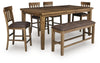 Broxtyn Counter Height Extension Dining Table, 4 Barstools and Bench