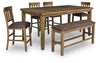 Broxtyn Counter Height Extension Dining Table, 4 Barstools and Bench