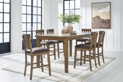 Broxtyn Counter Height Extension Dining Table and 6 Barstools