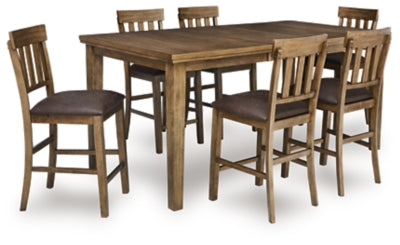 Broxtyn Counter Height Extension Dining Table and 6 Barstools
